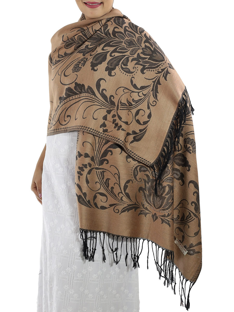 Patterned Brown Pashmina