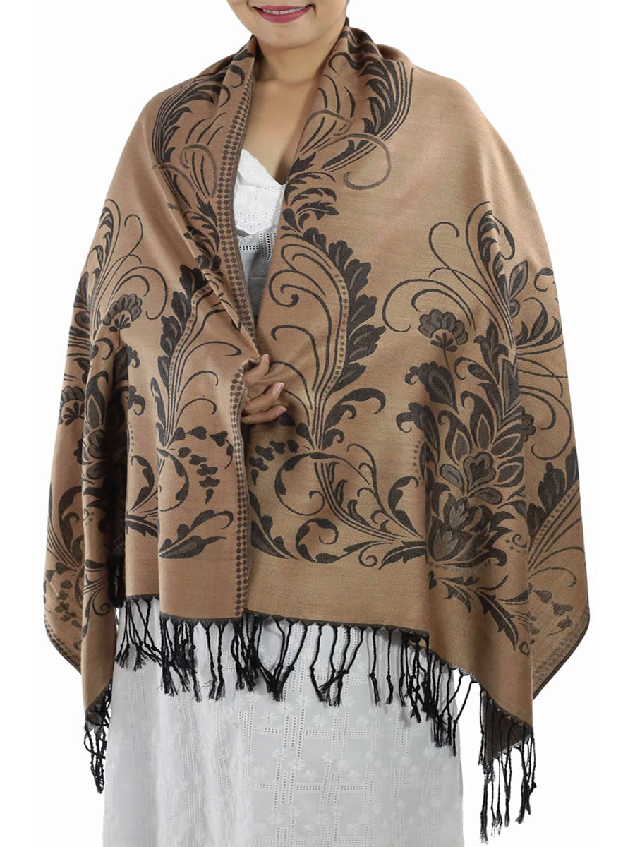 Patterned Brown Pashmina: image 4