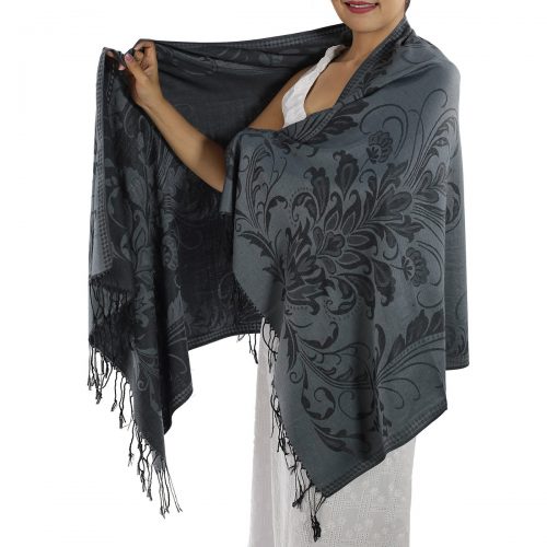 Patterned Grey Pashmina