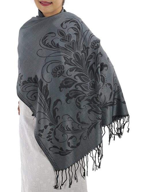 Patterned Grey Pashmina: image 2