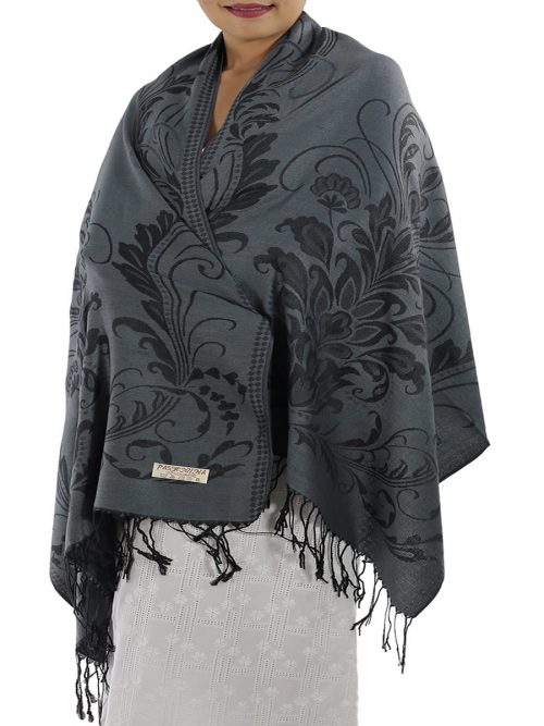 Patterned Grey Pashmina: image 3