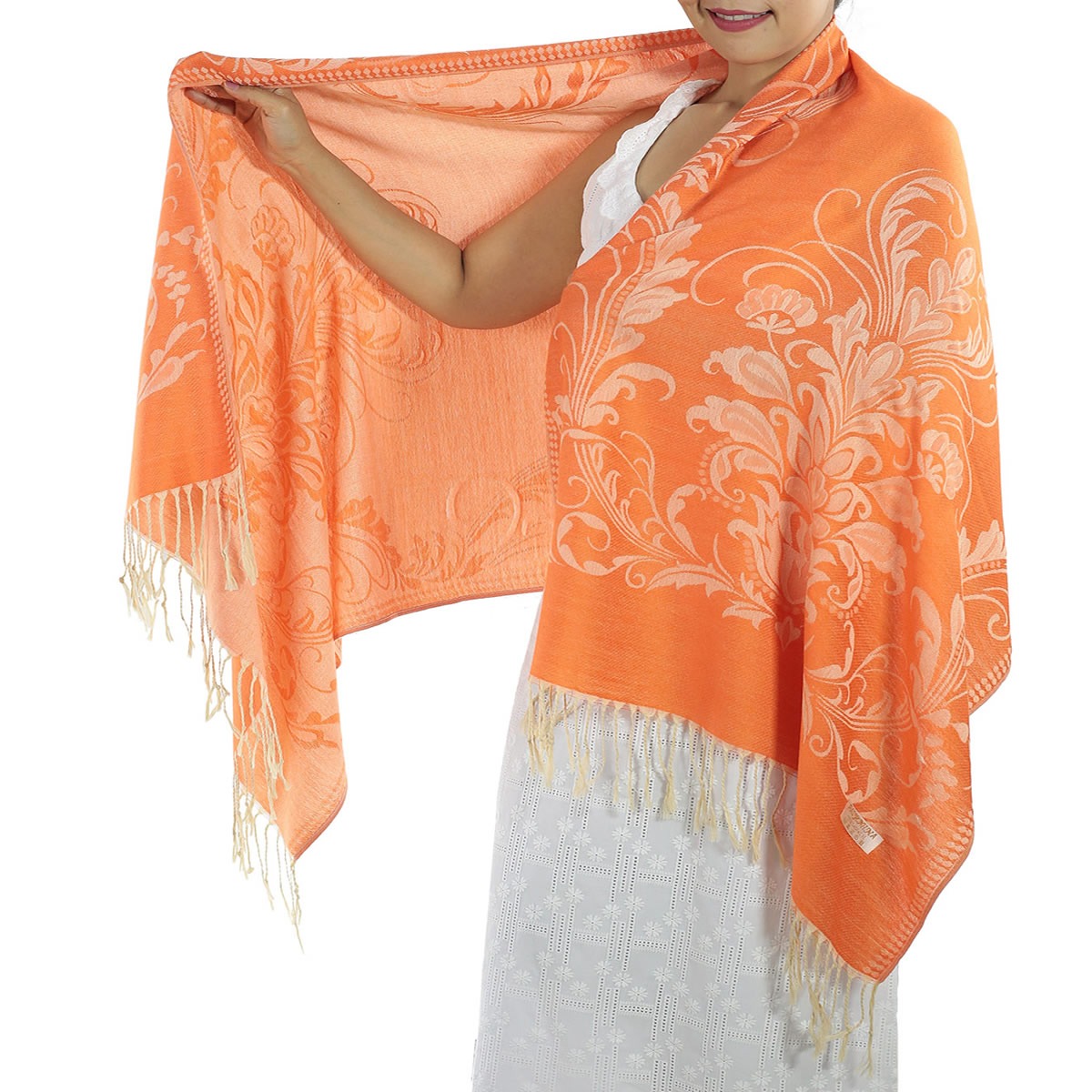 Patterned Orange Pashmina