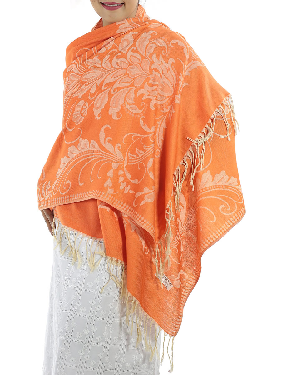 Patterned Orange Pashmina: image 2