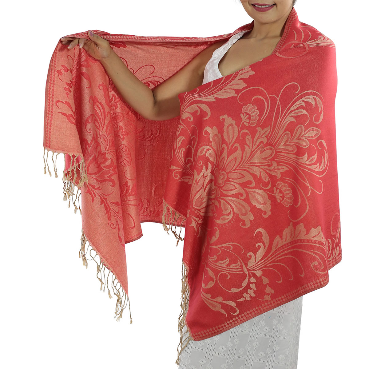 Patterned Red Pashmina