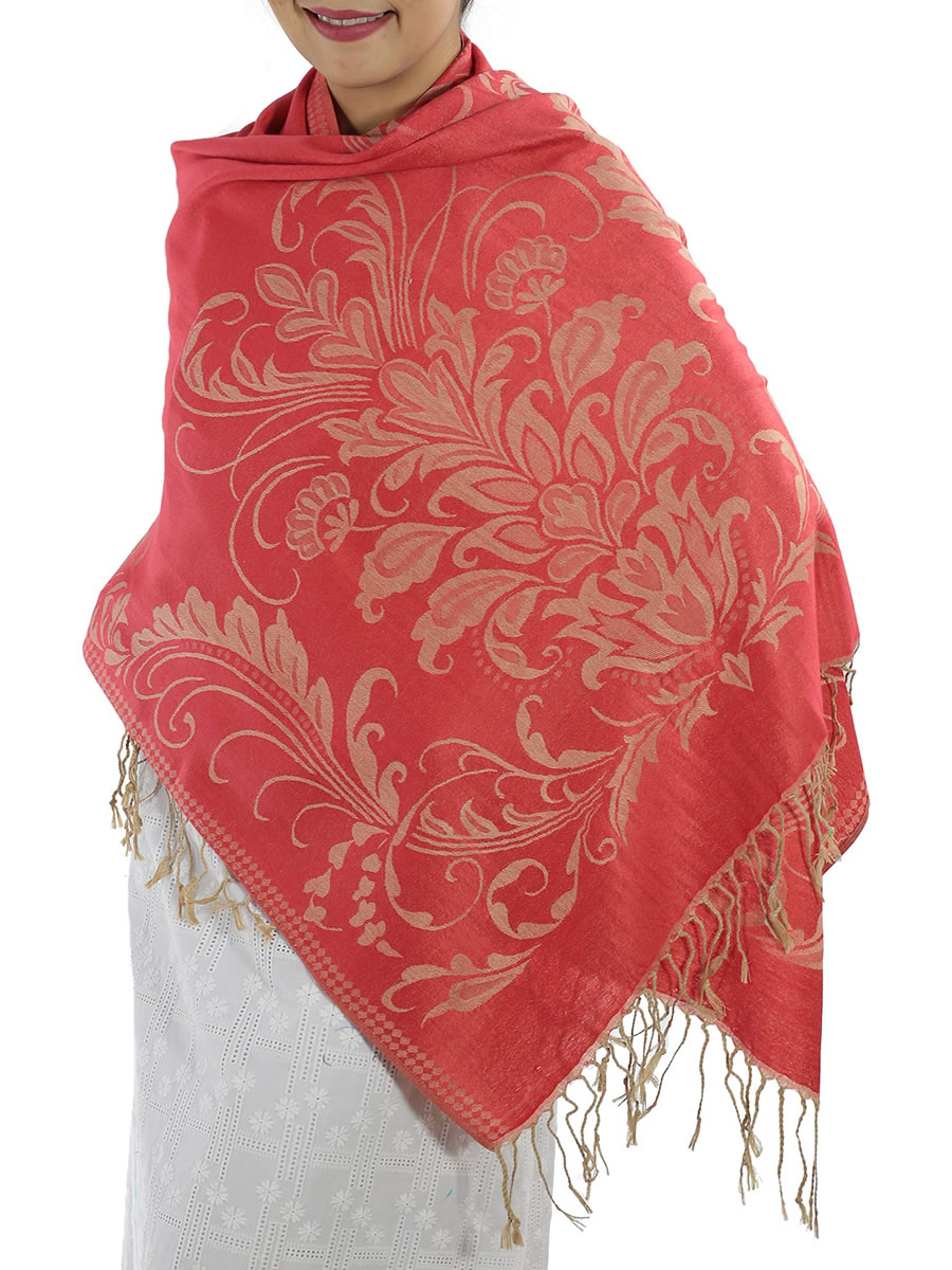 Patterned Red Pashmina: image 4