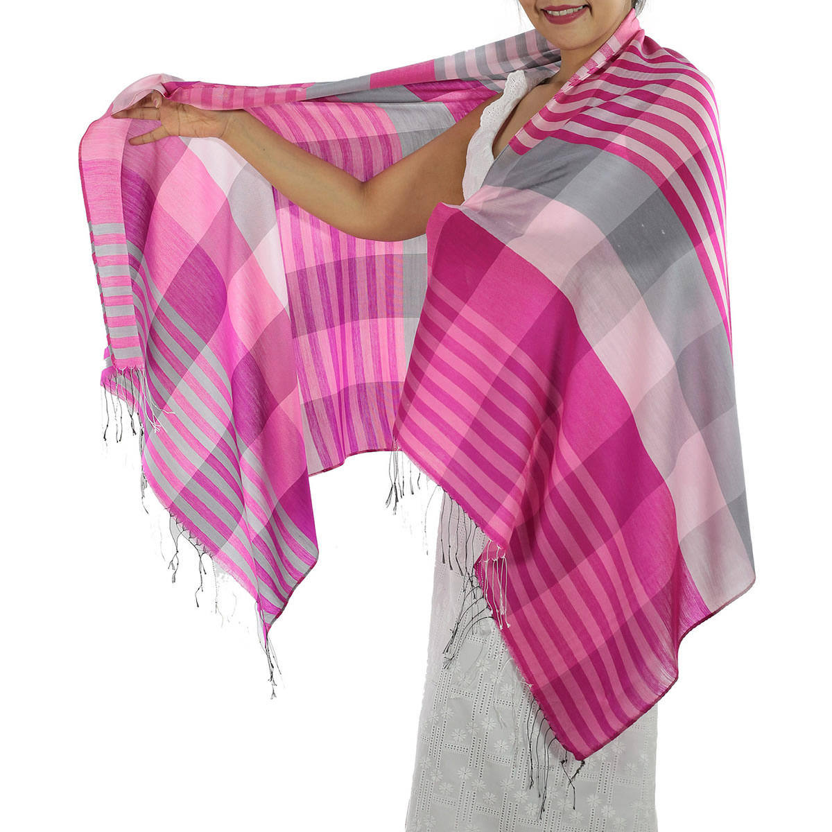 Pink Plaid Scarf: image 4