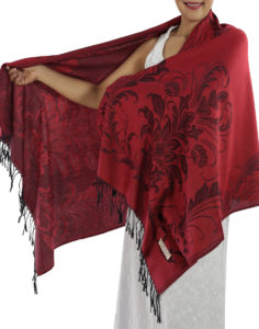buy deep red pashmina scarf 1