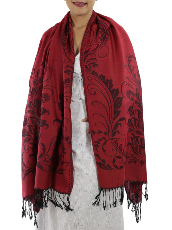 buy deep red pashmina shawl 1