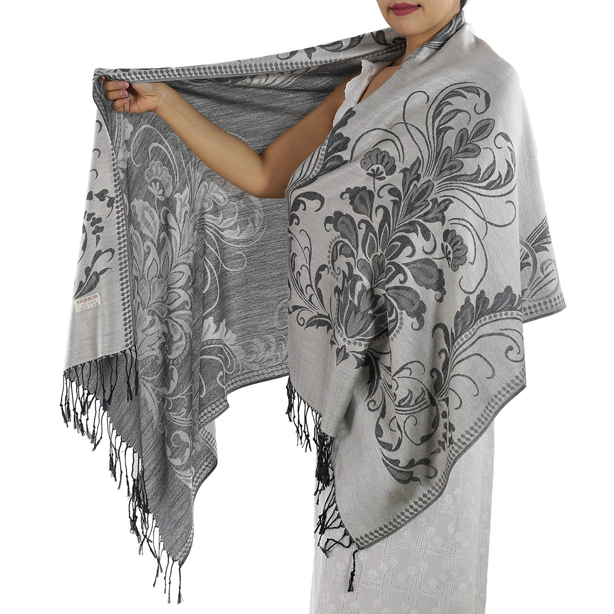 * Looking for a Beautiful Patterned Silver Pashmina?