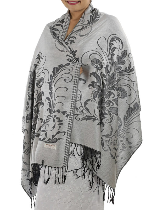 buy silver pashmina shawl